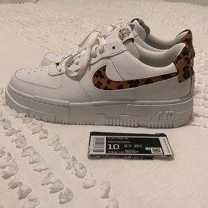 Women’s white and leopard air force 1